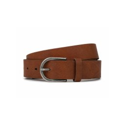 Jack & Jones Curea barbati, din piele naturala de vaca, catarama cu stift, Maro (SELECTATI MARIMEA: 105)