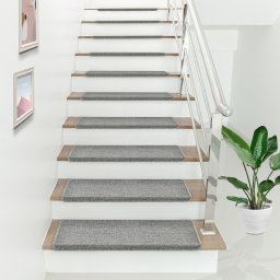 Set 15 covorase dreptunghiulare pentru trepte, gri deschis, [en.casa]