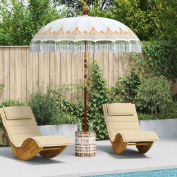Umbrela balineza cu baza Crem 185 x 185 x 260 cm GartenMobel Dekor