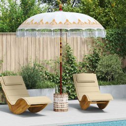 Umbrela balineza cu baza Crem 215 x 215 x 260 cm GartenMobel Dekor