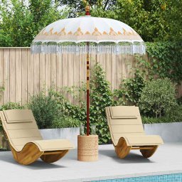 Umbrela balineza cu baza Crem 185 x 185 x 260 cm GartenMobel Dekor