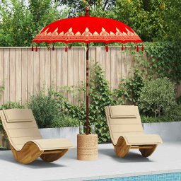 Umbrela balineza cu baza Rosu 185 x 185 x 260 cm GartenMobel Dekor