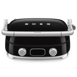 Grill electric multifunctional Smeg MGF01BLEU, 2000 W, 60–230 °C, Afisaj LCD, 4 accesorii detasabile, Timer 60 min, Negru