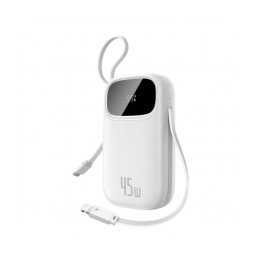 Baterie Externa BASEUS EnerFill FC31 Qpow 3, 10000mAh, 45W, QC + PD, 1 x Lightning - 1 x USB-A - 2 x USB-C, White