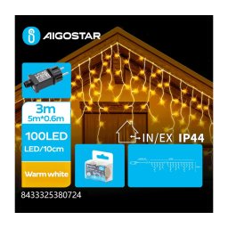 Aigostar - Ghirlandă LED de exterior pentru Crăciun 100xLED/8 funcții 8x0,6m IP44 alb cald