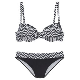 JETTE Costum de baie două piese negru / alb