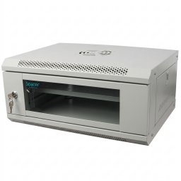 CABINET 19" SPACER 4U 500x450mm, fixare pe perete, Flatpack (dezasamblat), Grey, usa sticla cu blocare, panouri detasabile, otel 1mm, sarcina maxima 25Kg, contine un raft, "SPCW-4U-450-GR-02