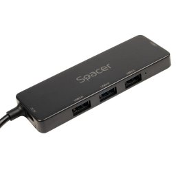 HUB extern SPACER, porturi USB:USB 3.0 X 4, 5V in (Type-C), conectare prin TYPE-C, cablu 15cm, ABS, (timbru verde 0.18 lei), "SPHB-TYPEC-4U30-09