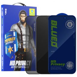Folie de protectie Ecran Privacy Blueo Anti-Peep pentru Apple iPhone 15 Pro Max, Sticla Securizata, Full Glue