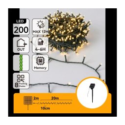 Aigostar - Ghirlandă solară LED pentru Crăciun 200xLED/8 funcții, 22 m, IP65, alb cald, 800 mAh