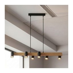 BRILAGI - Lustră pe cablu SELE 6xGU10/30W/230V negru/decor stejar