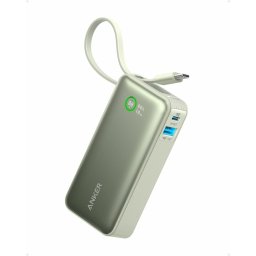 Acumulator extern Anker Nano 545 A1259G61 | 10000mAh, 30W, USB-C, USB-A, Cablu incorporat, Verde