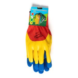 Manusi de protectie tricotate cu latex tricolore, Micul Fermier