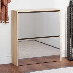 Pantofar cu oglinda 2 niveluri, culoare stejar, 63 x 17 x 67 cm GartenMobel Dekor