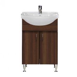 Masca chiuveta baie Leziter Bianca Plus 55 cu lavoar ceramic, finisaj nuc