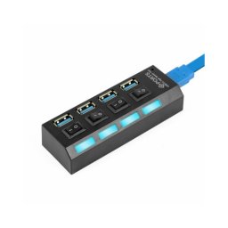 Hub USB 2.0 cu 4 porturi, întrerupatoare individuale, LED si alimentare DC