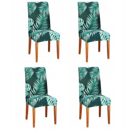 Set 4 huse elastice pentru scaun, universale, verzi cu model floral