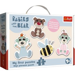 Puzzle Trefl Baby clasic cu bebelusi si ursulet, 4 puzzle-uri, 18 piese