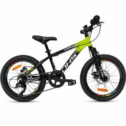 Bicicleta copii DHS Terrana 20 inch, aluminiu, 7-11 ani, verde-negru