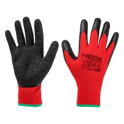 Manusi de lucru din poliester cu latex crinkle, marimea 8, NEO TOOLS