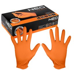 Manusi din nitril texturate portocalii, foarte rezistente, 50 buc, marimea L