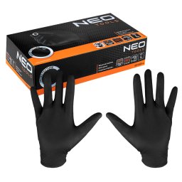 Manusi din nitril negre, marimea L, fara pudra, 100 bucati, NEO Tools