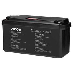 Acumulator Vipow LiFePO4 100Ah 25.6V cu BMS Negru