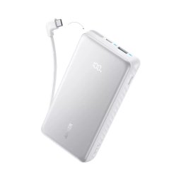 Baterie externa ANKER A110EH21, 20000 mAh, 1x USB, 1x USB-C, 22.5 W, Display, Cablu USB-C integrat, White