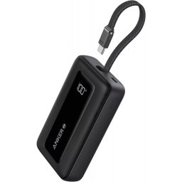 Baterie externa ANKER Zolo A1689H11, 20000 mAh, 1x USB, 1x USB-C, 30 W, Display, Cablu USB-C integrat, Black