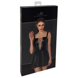 Rochie Mini Noir cu Șiret Frontal din Power Wetlook - Negru , XL