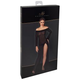 Rochie Lungă Noir Transparentă cu Decolteu Carmen - Negru , S