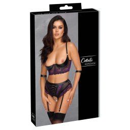 Set Bondage Quarter Cup cu Portjartier - Negru , 85C/XL