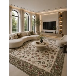 Covor Lotos 15075-160, Marime 200 x 300 cm, Bej,Verde, Inaltime Fir 8 mm, Antialergic, Polipropilena, Living, Dormitor, Sufragerie, Birou - Copie
