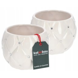 Ghiveci glamour ceramic alb set de 2 buc.