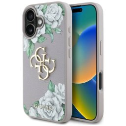 Husa Guess Apple iPhone 16 4G Grained Roses Big Logo Mov
