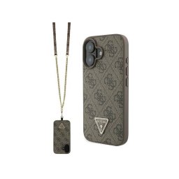 Husa Guess Apple iPhone 16 Crossbody 4G Triangle Strass Maro