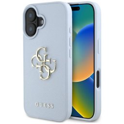 Husa Guess Apple iPhone 16 Grained Big 4G Logo Small Classic Logo Albastru