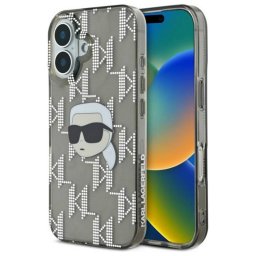 Husa Karl Lagerfeld Apple iPhone 16 IML Luxury Electroplated Karl's Head Negru