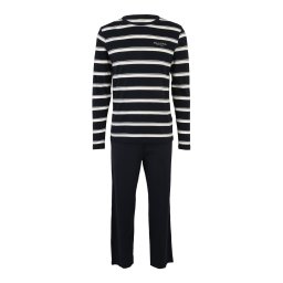 Marc O'Polo Pijama lungă bleumarin / alb lână