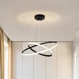 Lustra LED suspendata Ricci 25W cu 2 cercuri, lumina rece/calda/neutra, negru