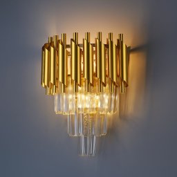 Aplica de perete tip candelabru cu cristale Versailles Piccolo, aurie, 2xE14