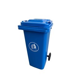 Container deseuri Leziter 120L din HDPE, albastru, cu roti si capac etans