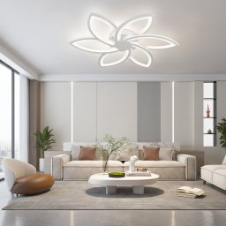 Lustra LED FLORA 82W cu telecomanda, 6 petale, dimabila, alb