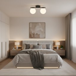 Lustra moderna ORI neagra cu 2 globuri opaline G9 pentru tavan