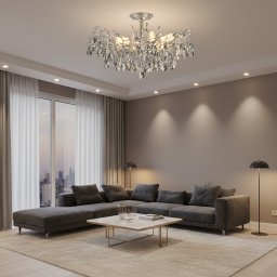 Candelabru din cristal REINA Magno, 6xE14, D60 cm, crom lucios