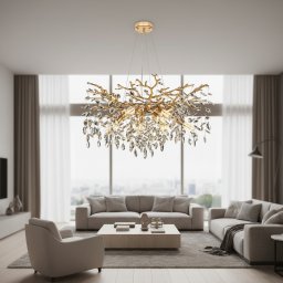 Candelabru din Cristal LEAF Regalis, 80 cm, 10xE14, Auriu