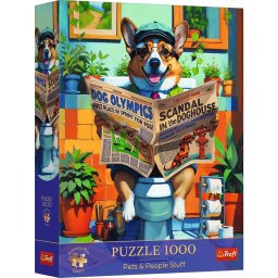 Puzzle Trefl 1000 piese Premium Plus Corgi la toaleta, multicolor