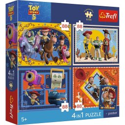 Puzzle Trefl 4 în 1 Premium Plus Kids Toy Story 5 cu poster inclus