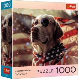 Puzzle Trefl 1000 piese Caine American, colectia SUA, cu poster inclus