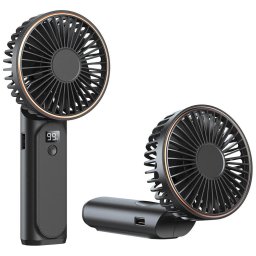 Mini Ventilatoare Ventilator Portabil cu Baterie si Display Digital, 5000mAh - Techsuit (M12) - Black
